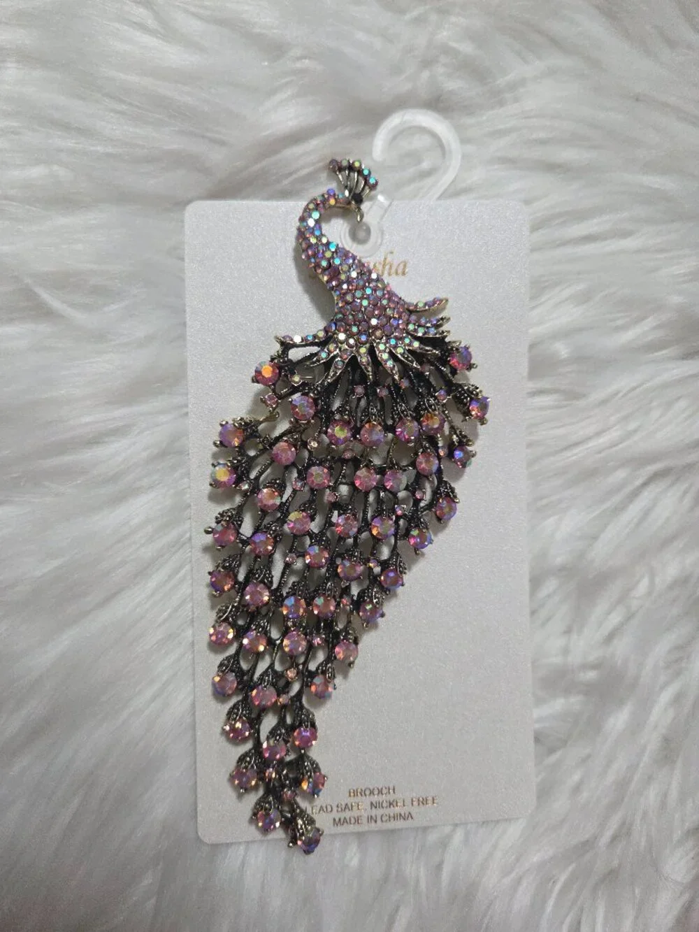 Natasha Couture Oversized Peacock Brooch